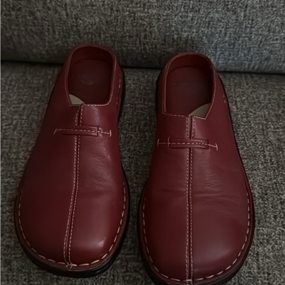 Men's Red Leather Slip-On Shoes